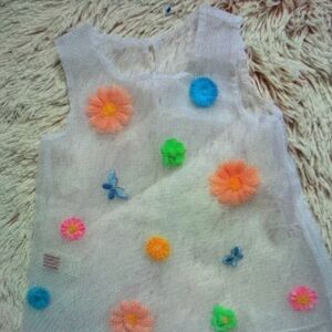 Floral Kids Swim Dress - White with Multicolor Accents